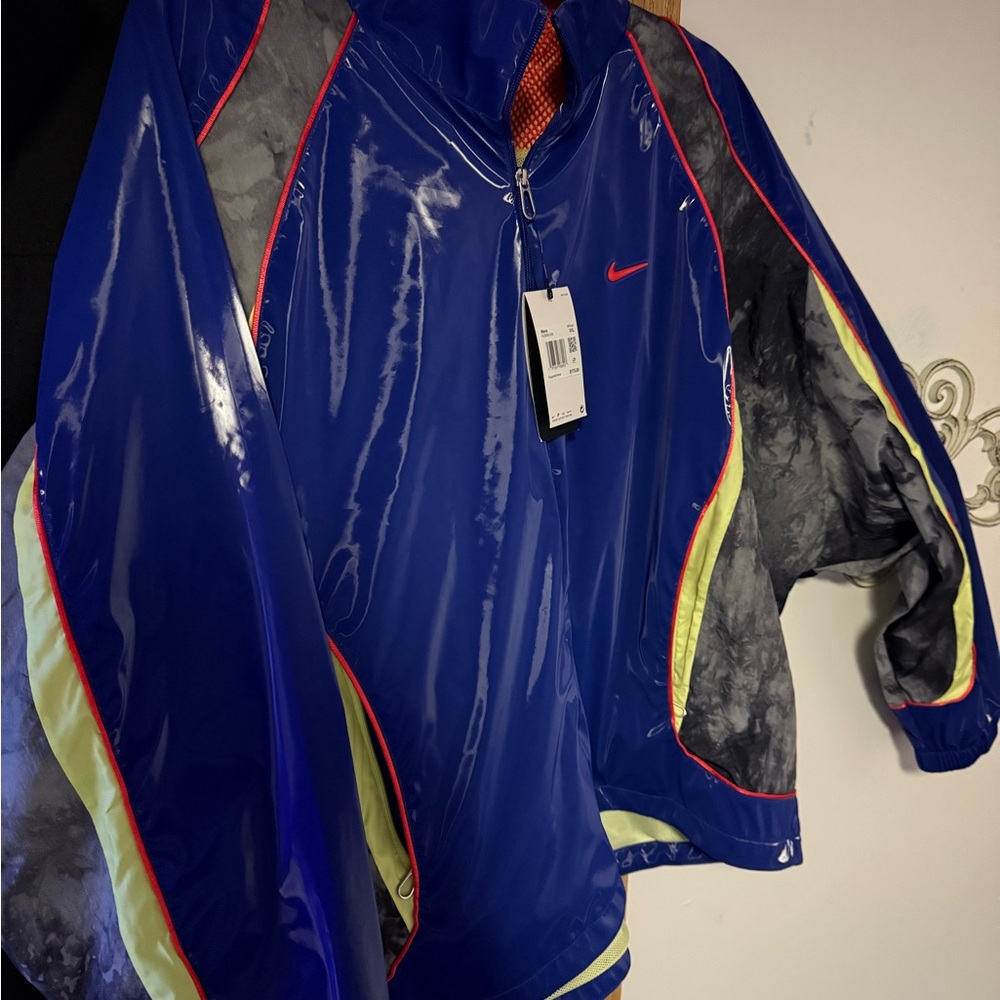 Nike Glossy Blue Windbreaker with Yellow Highlights